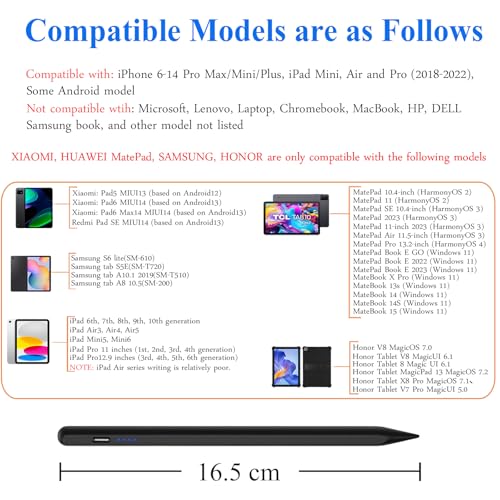 Stylus Pens for Touch Screens Magnetic iPad Pencil Rechargeable Digital Tablet Pen, Kenkor Active Stylus Pen for Apple iPad Pro/Air/Mini/iPhone/Android/Samsung/Smartphones and Tablets Devices (Black) - Image 2