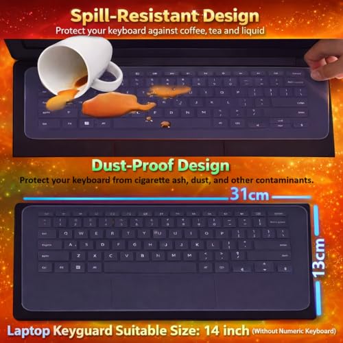 Image of Anjo 7 in 1 Combo Of 14 Inch & 16:10 Display Aspect Ratios Laptop Screen Protector, KeySkin, Body Lamination Trackpad & Lid (Transparent), Laptop Sleeve Multipurpose, OTG Type C & micro.