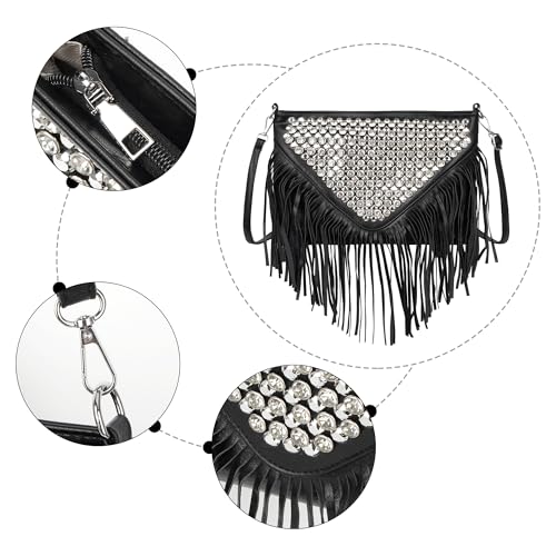 Image of Hoce Women's Leather Fringe Messenger Bag Large Hobo Crossbody Tassel Shoulder Bags, Gift for Mom Wife Girlfriend
