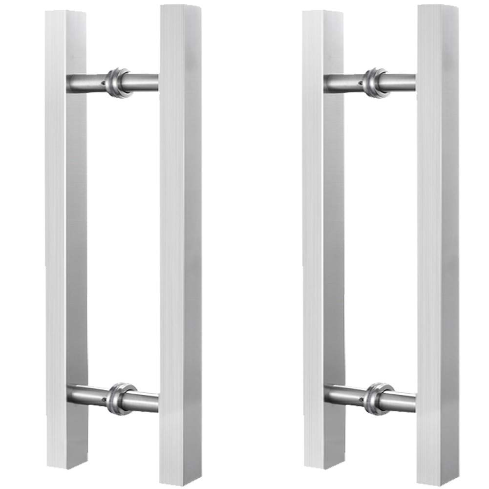 DFGHNBVC Modern Style Brushed Stainless Steel Barn Sliding Door Handle For Solid Wood/Glass Doors Commercial Grade Interior/Exterior Push Pull Handle Black Finish 1 Pack,Silver 2Pcs-800A