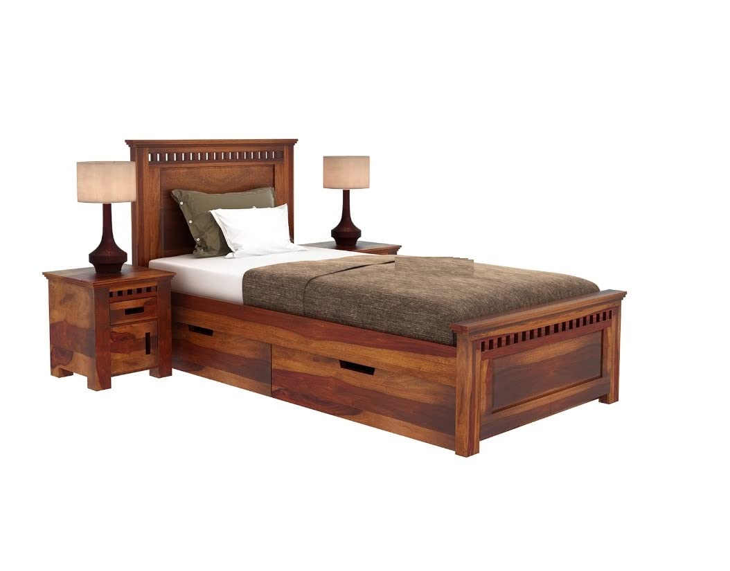 Gourav Wood Mart Solid Sheesham Wood Single Bed Cot with Storage