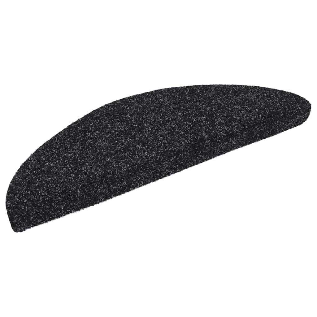 Maty na schody samoprzylepne, 10 szt., 56 x 17 x 3 cm, czarne, półokrągłe, antypoślizgowe, z ochroną przed hałasem i schodami drewnianymi, nadają się do prania, odporne na zarysowania