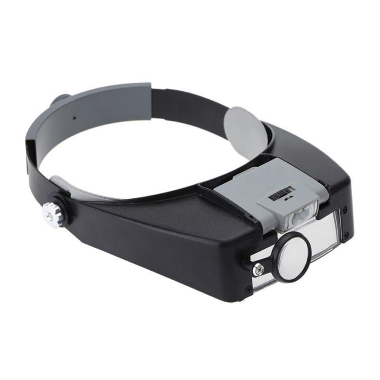 WRITWAA Wearable Magnifying with LED Head Visor Style Magnifier for Sewing Reading and Electronics Repair Lens Types Up to Magnification Black
