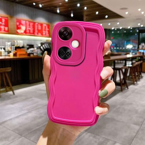 Image of KC Back Cover for Oneplus Nord CE 3 5G - Curly Wave Shape Shockproof Bumper Soft Silicone Case with Camera Protection (Pink)