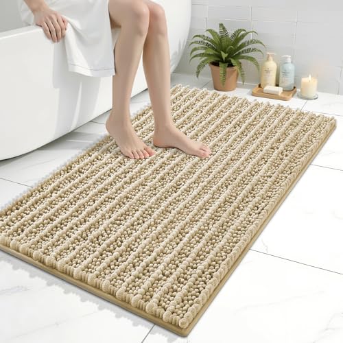 Image of Arotive Luxury Bathroom Rugs 36x24, Extra Soft Thick Absorbent Shaggy Chenille Bath Rugs, Machine Wash Dry, Bath Mats for Bathroom Floor, Tub and Shower, Home Decor Accessories, Beige