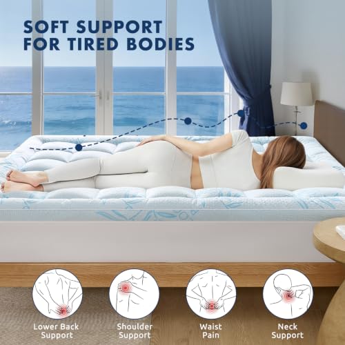 Queen Mattress Topper, Breathable and Soft Extra Thick Pillow Top 60"x80" - image 2