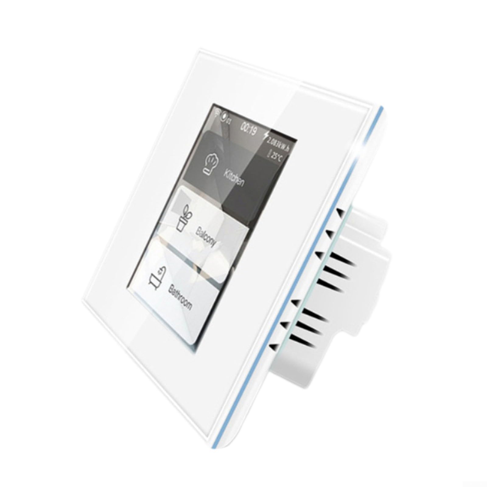 für tuya WLAN Smart Schalter mit LCD-Touchdisplay, 1/2/3-fach oder Vorhangsteuerung, Energieverbrauchsmessung, Mesh-Netzwerk, 220V, Glasplatte, Weiß(White)