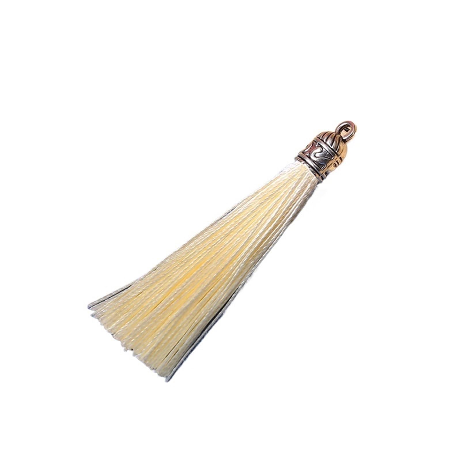 Mini Tassels 50Pcs Keychain Tassel Charms Bulk Silky Handmade Tassels Mini Crafting Tassel for Earrings Bracelets Necklaces DIY Craft for Crafts(Beige)