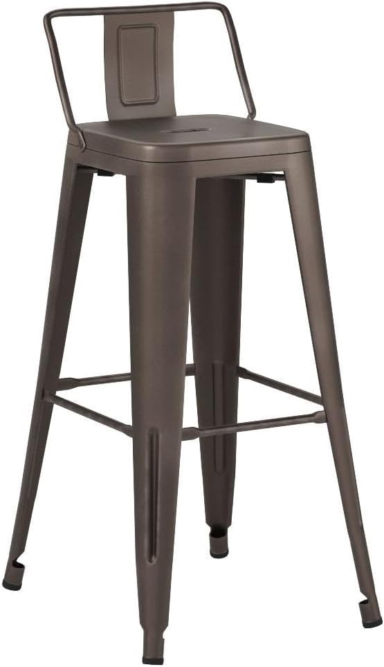 Yongchuang Metal Bar Stools Set of 4, 30" Barstools with Back Farmhouse Kitchen Bar Height Bar Chairs Rusty