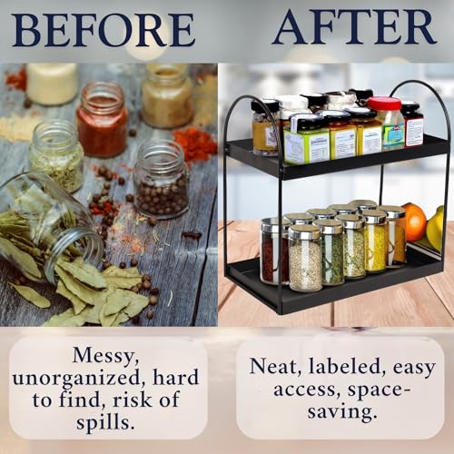 Image of Niyara Iron Metal Heavy Duty Stand Multistorage /Multipurpose Standing Rack, Bathroom Countertop Storage Shelf Cosmetic Organizer Holder Kitchen Spice Rack (Round black)