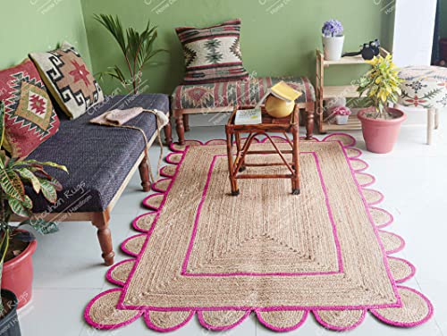 Tapete Chouhan Rugs de Yute Natural Trenzado Rosa miniatura 2