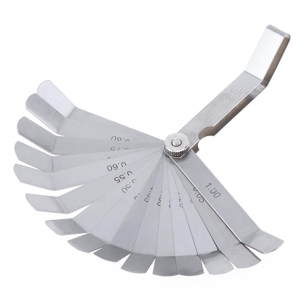 0.05-1mm Thickness Curved Woodworking Measurement Gapped Metric Filler Feeler Gauge with 16pcs Blades