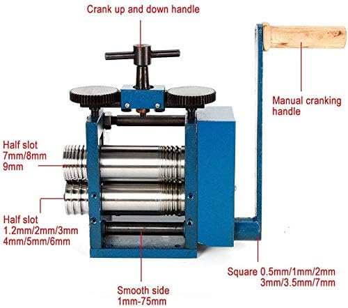 Miniatura 5 de Máquina de laminador manual - Máquina de laminación manual de combinación de rodillos de 3 pulgadas - Herramienta y equipos de bricolaje para joyas,