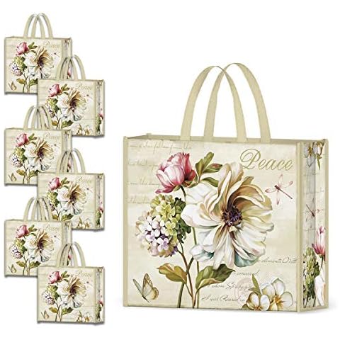 NymphFable Floral Reusable Grocery Tote Bags Cover