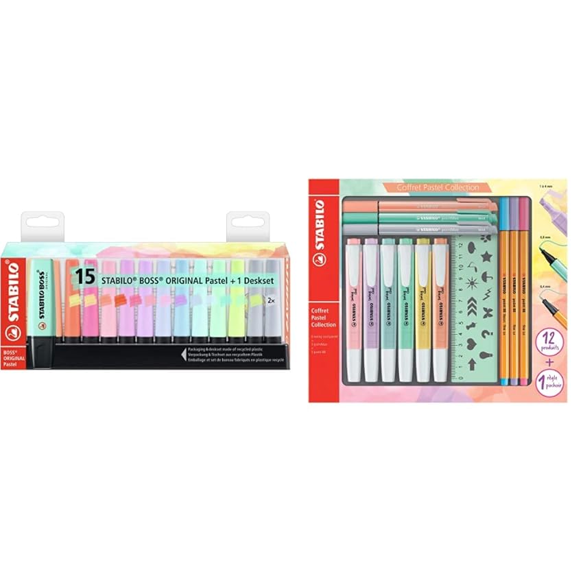 Immagine del prodotto Stabilo Evidenziatore BOSS ORIGINAL Pastel Desk-Set 15 Evidenziatori Pastel & Pastel Collection Set – Confezione mista 13 pezzi: 6 swing cool pastel, 3 point 88, 3 pointMax