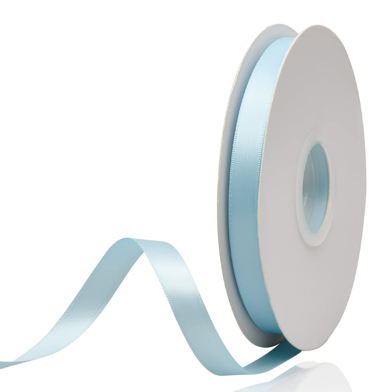 Photo 1 of 1/2" x 50 Yards Light Blue Double Faced Satin Ribbon,Solid Color High Density Fabric Ribbon Rolls,Great for Gift Wrapping,Sewing,Crafts,DIY Bows and Christmas,Wedding,Party Decoration