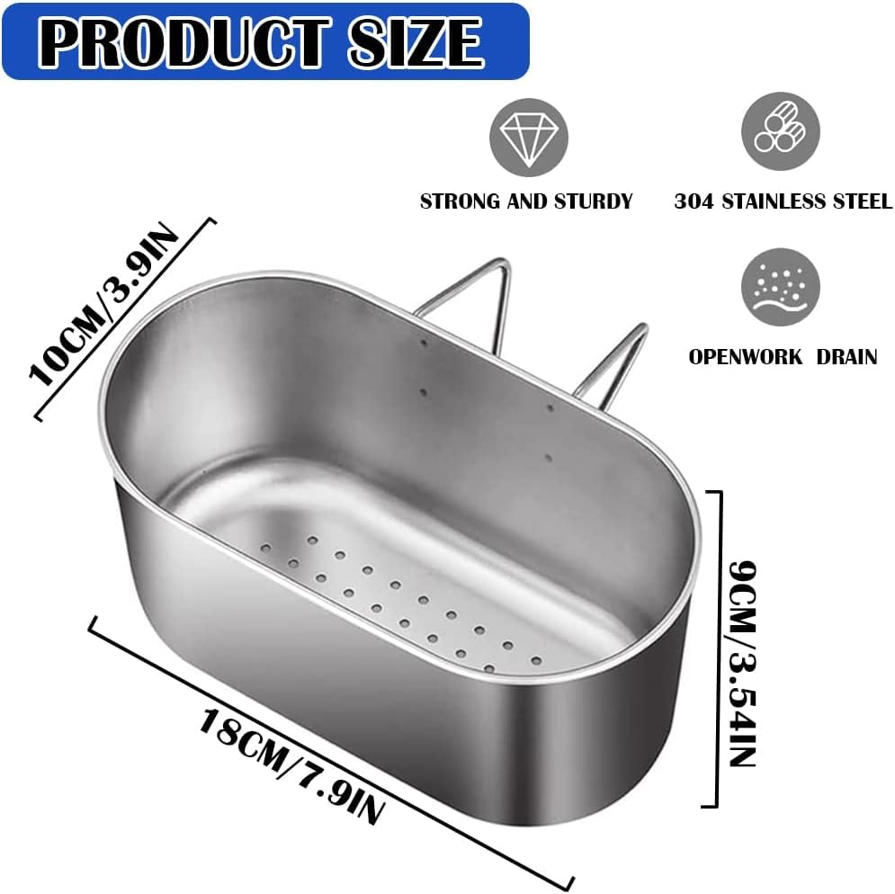 Image of Stainless Steel Sink Drain Strainer Basket, Multifunctional Hanging Sink Strainer Colander Drain Basket for Filter Food Waste and Wash Fruits or Vegetables Kitchen Tools & Gadgets (Silver)