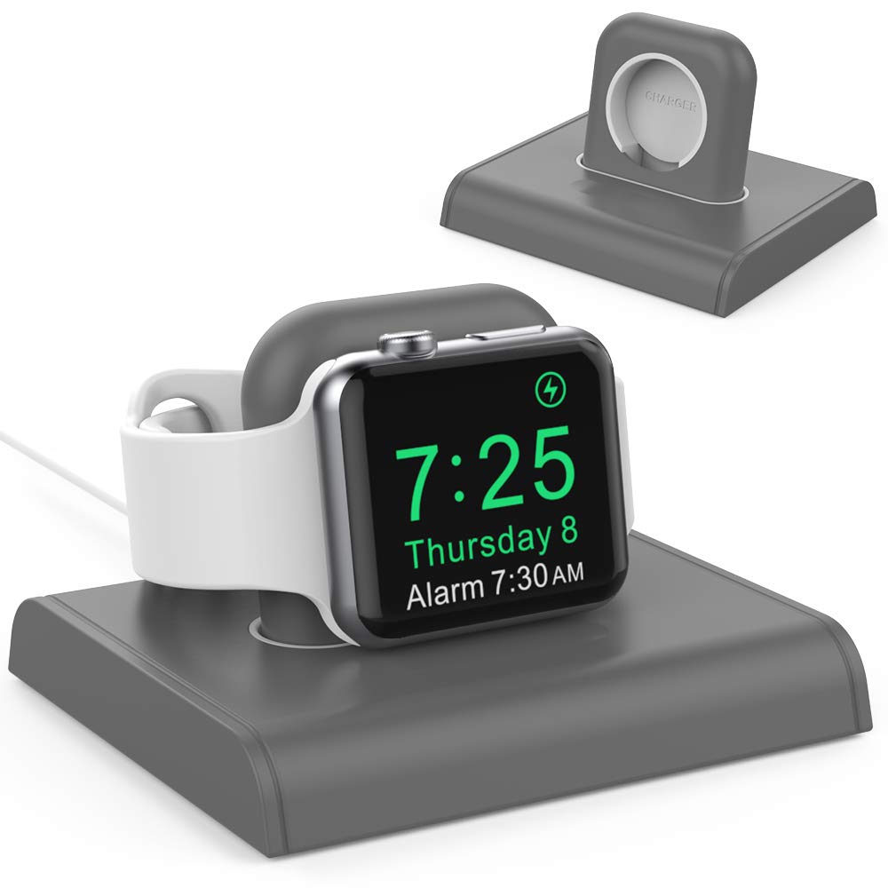 Delidigi iWatch Charging Stand Dock ABS Desktop Holder Accessories [Adapter NOT Included] Compatible with Apple Watch Series SE/6/5/4/3/2/1(44/42/40/38mm), Supports Nightstand Mode (Dark Grey)