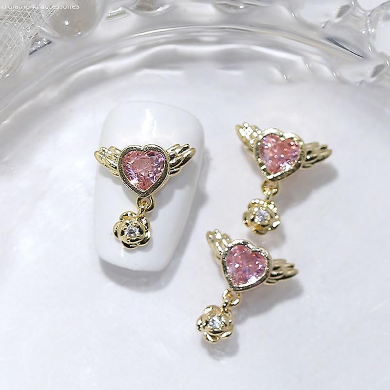 Miniatura 9 de Dornail 8 dijes de uñas 3D con forma de cetro de corazón y circón, estrella de lujo, diamantes de imitación para uñas, corazones brillantes,