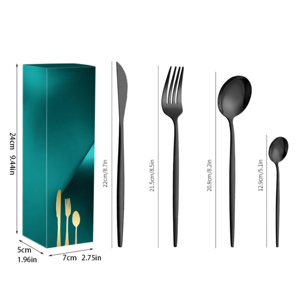 kaffeelöffel 24-teiliges Set for 6 Personen, Western-Steakmesser, Gabel, Löffel, Edelstahl, Familiengeschirr-Set (Color : Gold, Size : Taille unique)