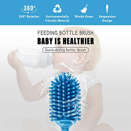Image of Silicone Bottle Cleaning Brush with Long Handle, Water Bottle Cleaner for Baby Bottles, Hydro Flask, Sports Bottle, Vase, Glassware, Perfect for Smaller Diameter Bottle Openings (Qty 1)