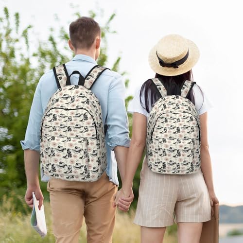 Travel Backpack for Women Men - 20L Cow Print Cowboy Boots Print Canvas Simple Modern Backpack Bag for Hiking4