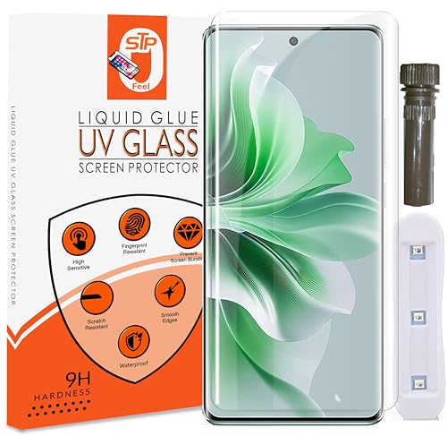 Image of STP FEEL (Pack of 1 Premium Curved UV Tempered Glass for Oppo Reno 10 Pro (6.7 Inch) Advanced Border Less Full Screen Coverage Screen Protector Guard with Installation Kit