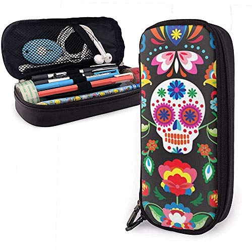 Preisvergleich Produktbild Federmäppchen, Bleistiftbeutel, Federmäppchen Orgnizer Pouch Zipper Bag (mexikanische Sugar Skulls Tag der toten Blumen)