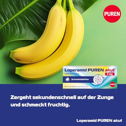 Loperamid PUREN akut 6 Schmelztabletten - schnelle Hilfe bei akutem Durchfall, schnelle Wirkung, gut verträglich, praktisches Format, einfache Anwendung