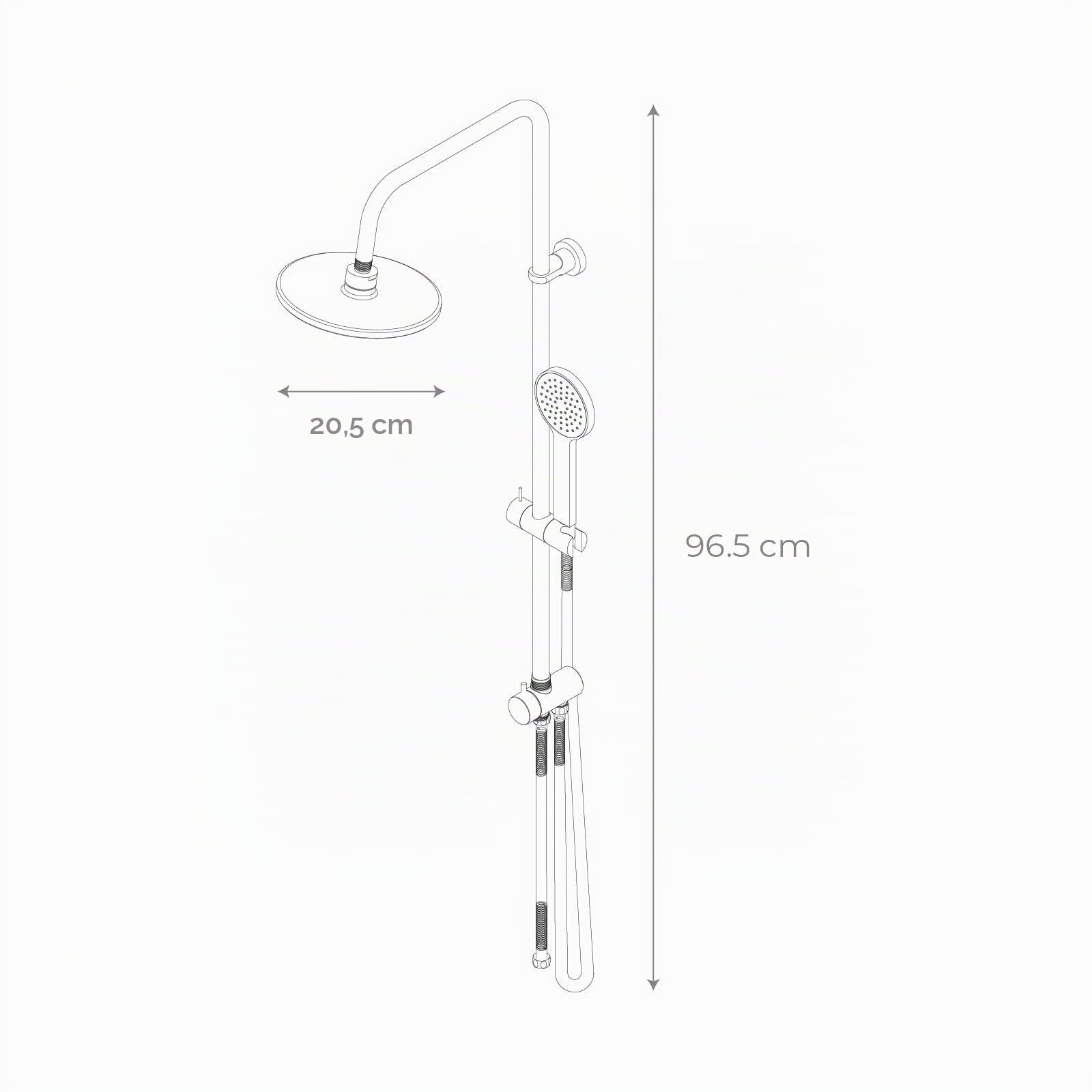 K2O Columna de Ducha sin Grifo Chillout Valley 96,5 cm Diseño Redondo de Acero Inoxidable con Rociador y Ducha de Mano