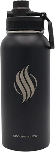 Miniatura 5 de Botellas de agua aisladas de 32 onzas, 3 tapas (tapa con pajilla), a prueba de fugas, acero inoxidable, aisladas al vacío, botellas de agua para la