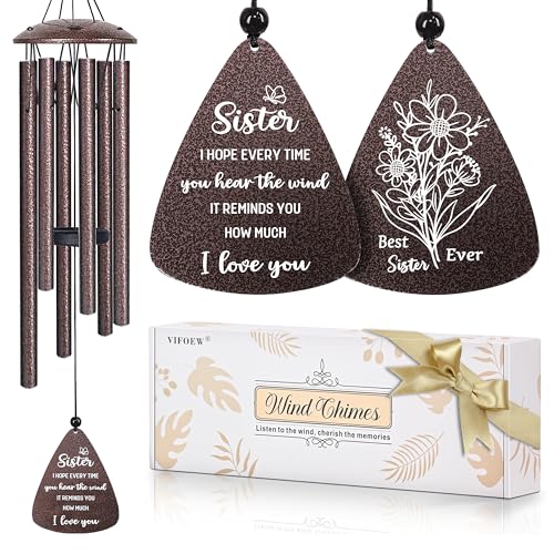 Sister Gifts, 32' Bronze Wind Chimes, Sister's Birthday Gifts from Sisters Brother,...