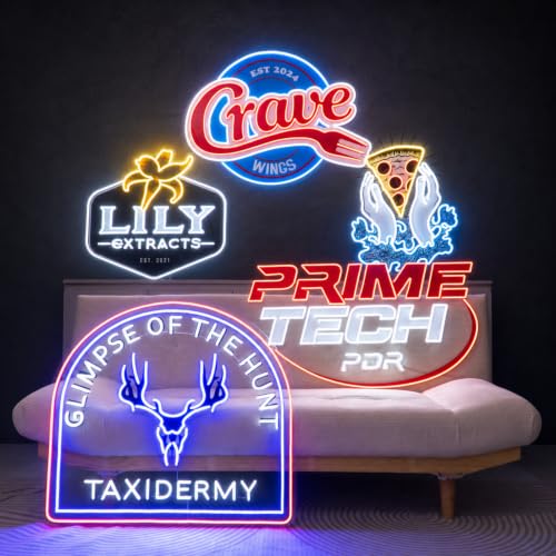 Image of Custom Logo Neon Sign, UV Printed LED Sign for Business, Office & Salon