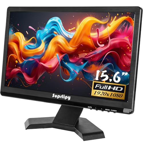 Image of 15.6 inch FHD Small IPS Monitor LCD Display Screen 1920x1080 60Hz 16:9 with BNC VGA AV Input Built-in Lounspeakers for CCTV Security Camera DVR PC RasPi