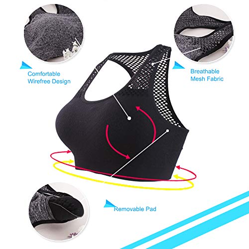 KKmoon Sutiã esportivo feminino Racerback sem fio acolchoado para ioga e ginástica top esportivo