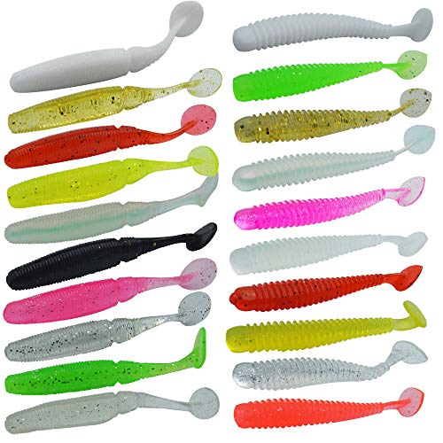 Senven Artificial lombriz, silicona suave biomimética Cebo lombriz Señuelos pesca lombriz Simulación Gusanos rojos plástico Ambiente verde Fuerte tentación Cebo Falso Worm - 20Pcs