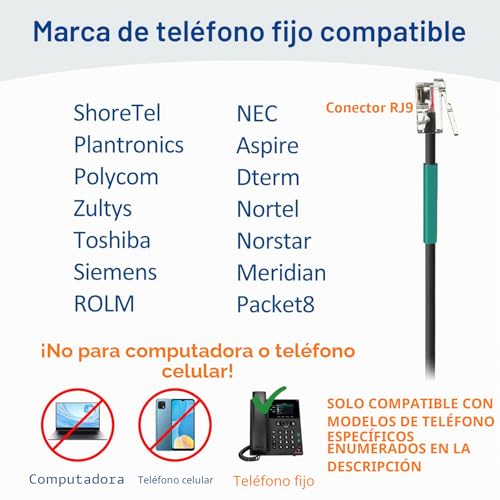 Cascos para teléfono fijo RJ9 Wantek mono ideales para teletrabajo y atención al cliente 2