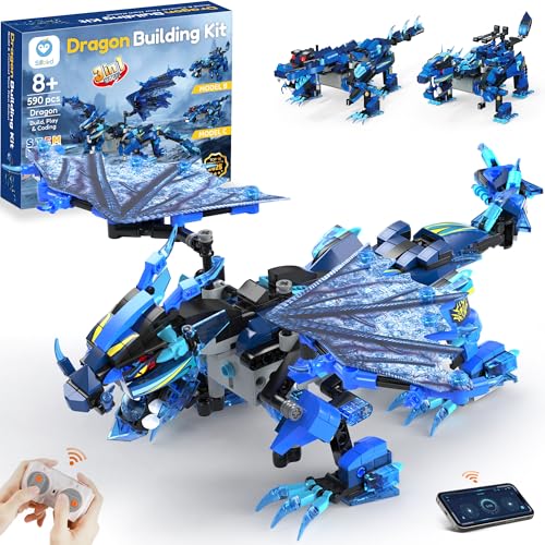 Image of Sillbird Dragon Building Kit with Remote Control STEM Gift for Boys 8-12