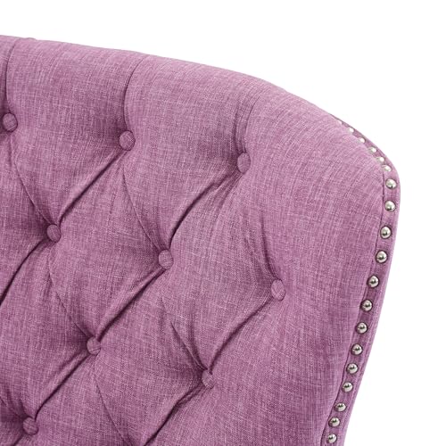 Sillón con tapizado vintage rosa y patas de madera miniatura 7