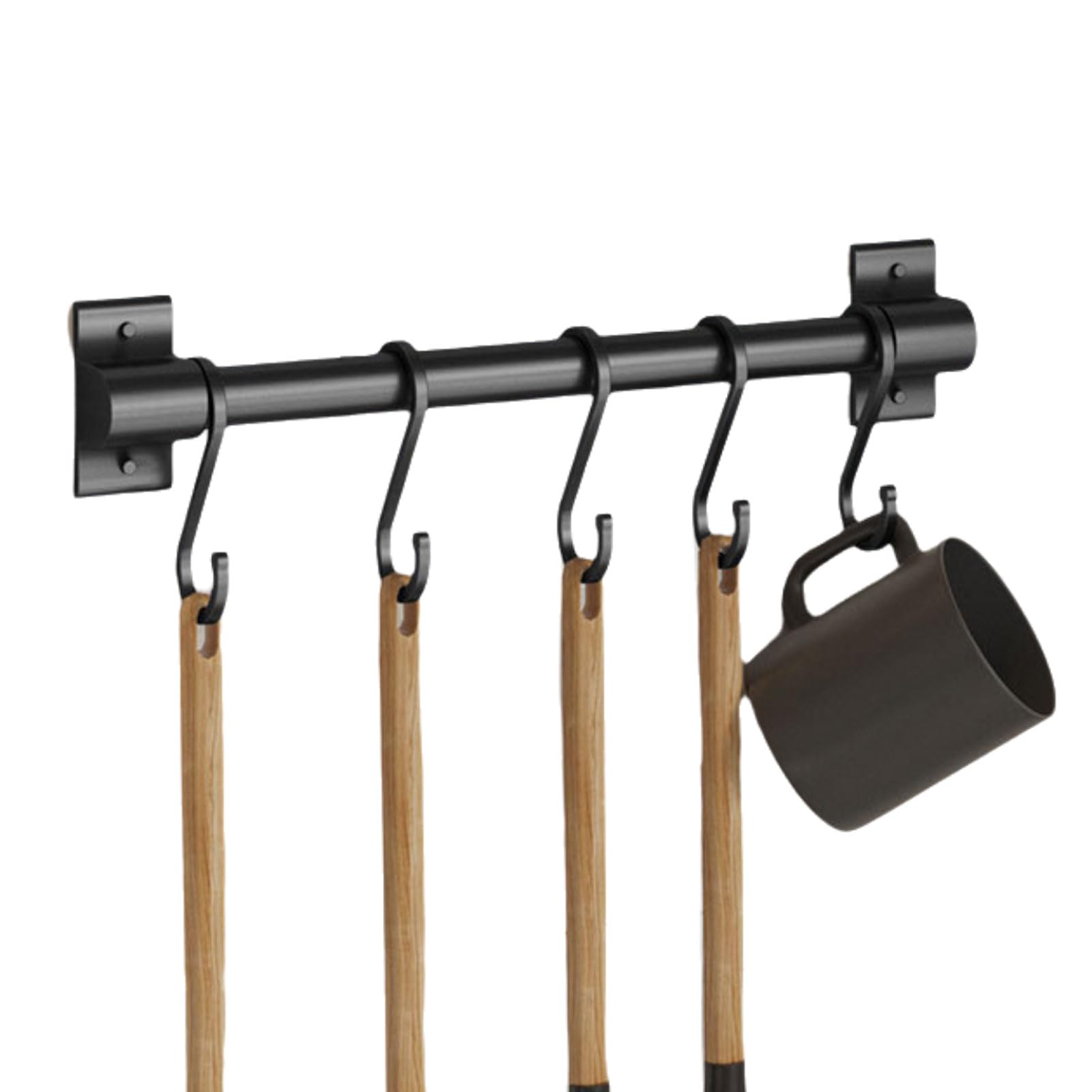 Porta Utensili Cucina,Barra Portautensili Cucina,Ganci Cucina,Supporto in Alluminio per Utensili da Cucina,Ganci Cucina Senza Buchi,Senza Foratura,Accessori Cucina，per Cucina,Nero