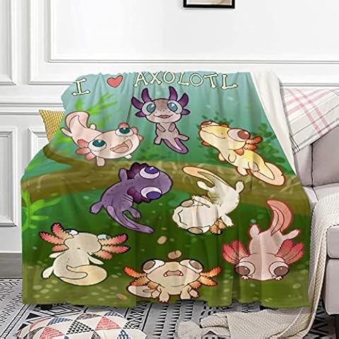Axolotl & Sea Weed Aquarium Blanket Throw Flannel Fleece Microfiber Lightweight Soft Cozy Blanket for All Season in Home Bed Sofa Chairs Dorm 80"x60" Blanket for Adults Cover