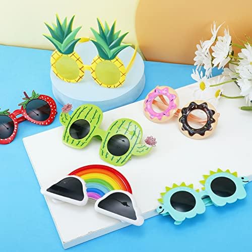 6 Pairs Novelty Sunglasses Party Glasses, Tropical Sunglasses Luau Party Sunglasses Photo Prop Supplies, Funny Hawaiian Glasses Novelty Glasses for Kids Adults Beach Party Decorations