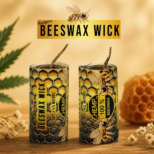 Cordón de fibra con cera de abejas natural - Rollo de mecha 15.5 ft, pack de 4 miniatura 4