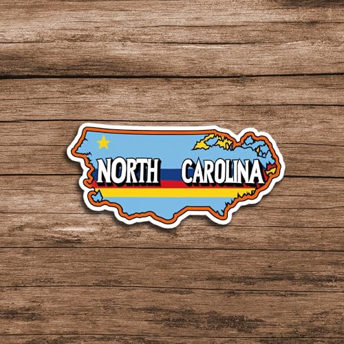 Image of North Carolina State Sticker 5 Inch Waterproof Vinyl Decal Durable USA State Design for Laptop Water Bottle Car Window Bumper Truck Notebook Travel Decoration