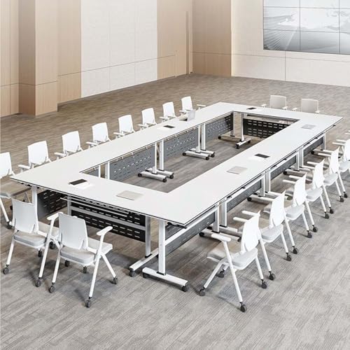 Bureau pliable à roulettes – Table de conférence à roulettes pour bureau à domicile, étude et réunions compactes – Table d'écriture peu encombrante