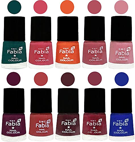 Image of ALL IN ONE (PACK OF 10), Long Lasting Glossy Nail Polish, 6 ml Each, All Vibrant Colours,02115