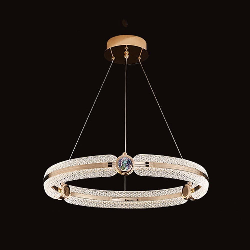 Lekki kryształowy żyrandol, pikieta złoty pasek oświetlenie, wisząca lampa sufitowa do jadalni, do salonu podwójne schody lampy do nauki i latarnie / złoty/40 cm