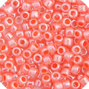 Miyuki Delica 11/0 Crystal Salmon Ceylon Lined-Dyed 50gms Bag of Japanese Glass Beads
