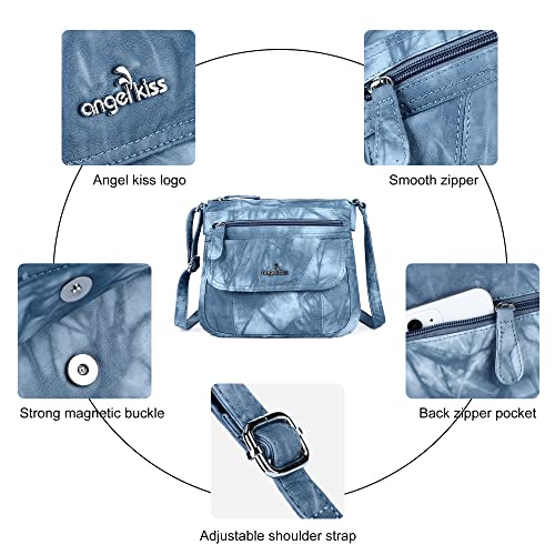 Image of Angelkiss Small Womens Crossbody Bag Leather Shoulder Purse for Women Hobo Bag with Adjustable Shoulder Strap