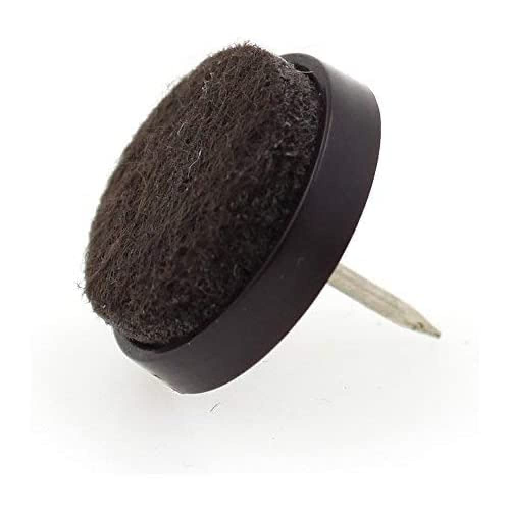 Lifeswonderful Brown 16X Round Nail In Furniture Feet Glides With Felt Pad 25Mm (1") By Lifeswonderful®